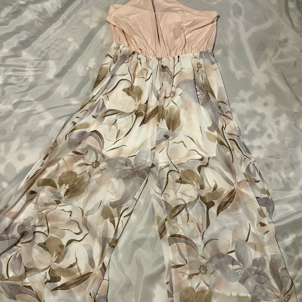 White Birch Light Pink Floral Halter Jumpsuit| XL Resortwear Boho Chic Vacation - Picture 3 of 5